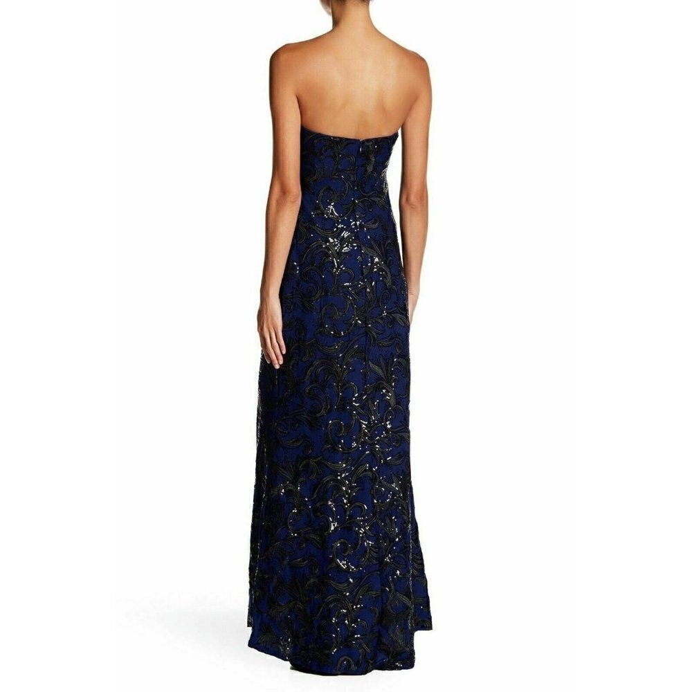 Marina Womens Blue Lace Sequin Gown Dress Size 6 - Picture 4 of 10
